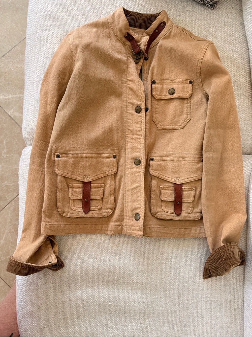 Ralph Lauren Tan Field Jacket with Leather-Trim Pockets - Picture 9 of 15